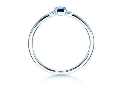 Bague de fiançailles Vivid Petite en 14K or blanc avec saphir 0,16ct et diamants 0,04ct
