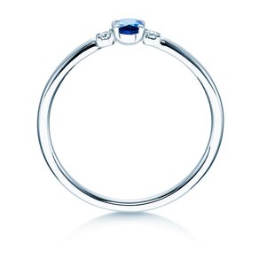 Bague de fiançailles Vivid Petite en 14K or blanc avec saphir 0,16ct et diamants 0,04ct