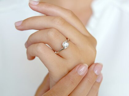 Bague de fiançailles Touch en platine 950/- avec diamant de laboratoire 0,50ct E/VS