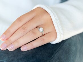 Bague de fiançailles Touch en 14K or blanc avec diamant de laboratoire 1,00ct E/VS