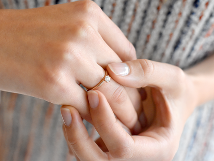 Bague de fiançailles Classic 6 en 14K or rose avec diamant de laboratoire 0,25ct E/VS