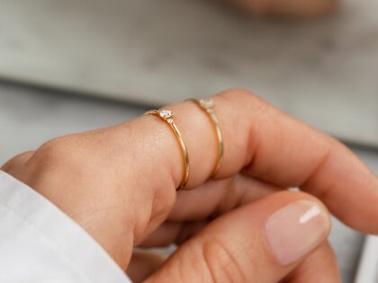 Bague de fiançailles Vivid Petite Diamond en 14K or jaune avec diamants 0,10ct G/SI
