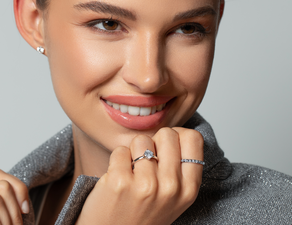 Bague de fiançailles Trinity en 14K or blanc polie