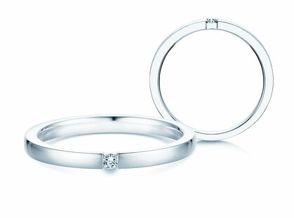 Bague de fiançailles Infinity dans Argent 925/- avec diamant 0,10ct G/SI