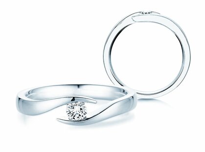 Bague de fiançailles Twist dans Argent 925/- avec diamant 0,15ct G/SI