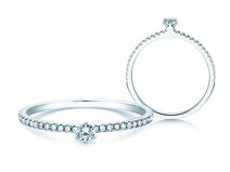 Bague de fiançailles Classic Pavé dans 14K or blanc avec diamants 0,30ct G/SI