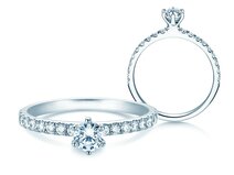 Bague de fiançailles Classic Pavé dans 14K or blanc avec diamants 0,60ct G/SI