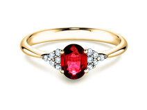 Bague de fiançailles Glory en 14K or jaune avec rubis 1,00ct et diamants 0,12ct