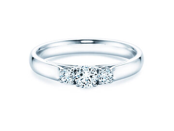 Bague de fiançailles 3 Stones dans 14K or blanc avec diamants 0,11ct