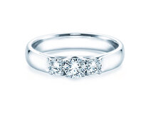 Bague de fiançailles 3 Stones dans 18K or blanc avec diamants 0,40ct G/SI