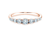Bague de fiançailles 9 Diamonds dans 14K or rose avec diamants 0,61ct G/SI