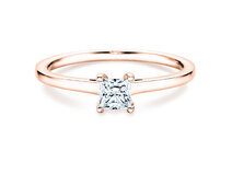 Bague de fiançailles Princess dans 14K or rose avec diamant 0,15ct G/SI