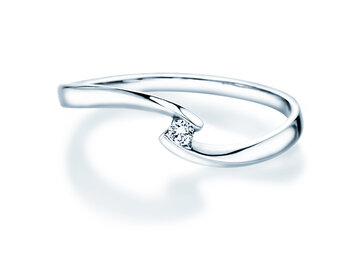 Bague de fiançailles Twist Petite dans 14K or blanc avec diamant 0,04ct
