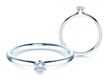 Bague de fiançailles Classic 6 dans 18K or blanc avec diamant 0,10ct H/SI