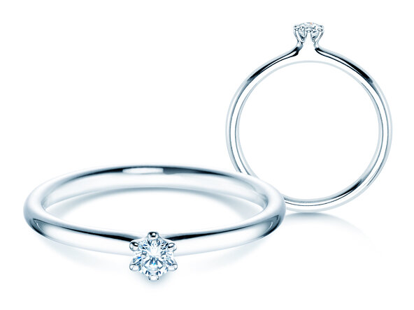 Bague de fiançailles Classic 6 dans 18K or blanc avec diamant 0,10ct H/SI