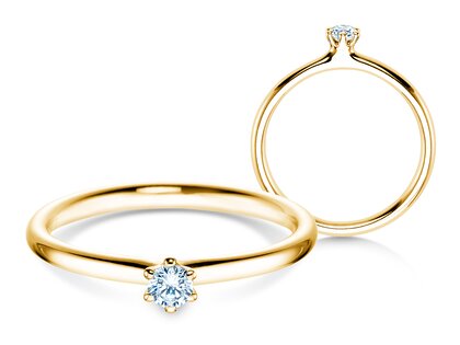 Bague de fiançailles Classic 6 dans 18K or jaune avec diamant 0,10ct H/SI