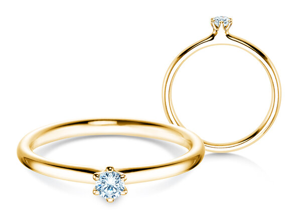 Bague de fiançailles Classic 6 dans 18K or jaune avec diamant 0,10ct H/SI