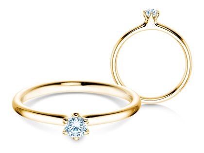 Bague de fiançailles Classic 6 dans 14K or jaune avec diamant 0,15ct H/SI