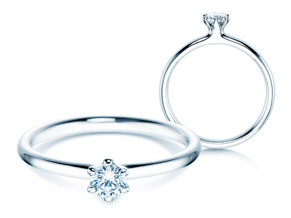 Bague de fiançailles Classic 6 dans 14K or blanc avec diamant 0,20ct H/SI