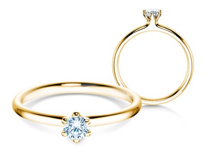 Bague de fiançailles Classic 6 en 9K or jaune avec diamant 0,20ct H/SI
