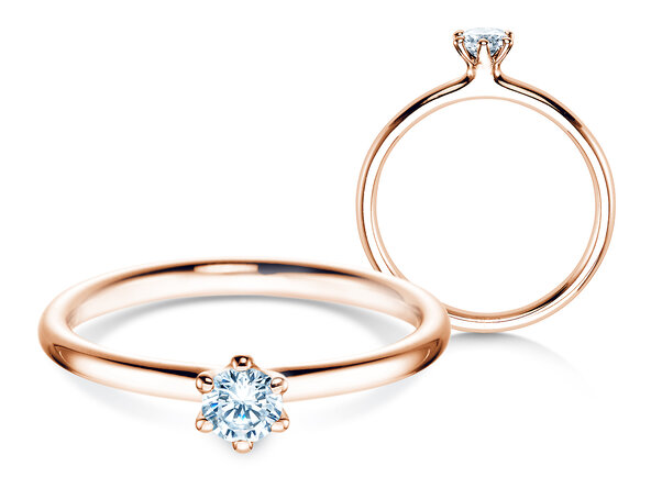 Bague de fiançailles Classic 6 dans 14K or rose avec diamant 0,20ct G/IF