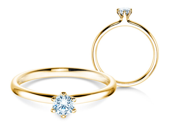Bague de fiançailles Classic 6 dans 18K or jaune avec diamant 0,25ct D/IF
