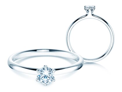 Bague de fiançailles Classic 6 dans 14K or blanc avec diamant 0,30ct G/IF