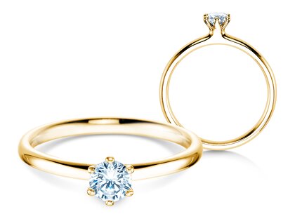 Bague de fiançailles Classic 6 dans 14K or jaune avec diamant 0,30ct H/SI