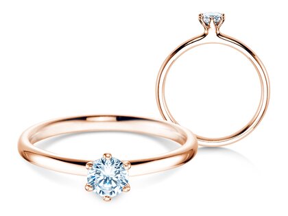Bague de fiançailles Classic 6 dans 18K or rose avec diamant 0,30ct H/SI