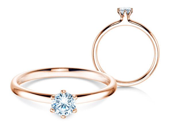 Bague de fiançailles Classic 6 dans 18K or rose avec diamant 0,30ct H/SI