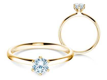Bague de fiançailles Classic 6 dans 14K or jaune avec diamant 0,40ct H/SI