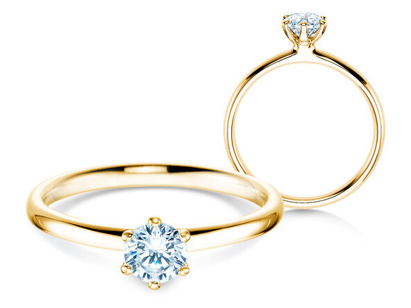 Bague de fiançailles Classic 6 dans 14K or jaune avec diamant 0,40ct H/SI