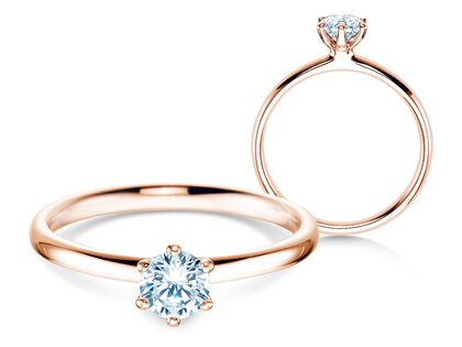 Bague de fiançailles Classic 6 dans 18K or rose avec diamant 0,40ct H/SI