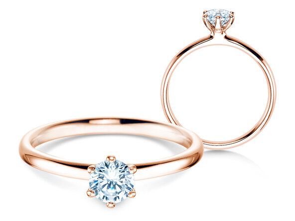 Bague de fiançailles Classic 6 dans 18K or rose avec diamant 0,40ct H/SI