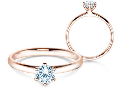 Bague de fiançailles Classic 6 dans 18K or rose avec diamant 0,50ct G/SI