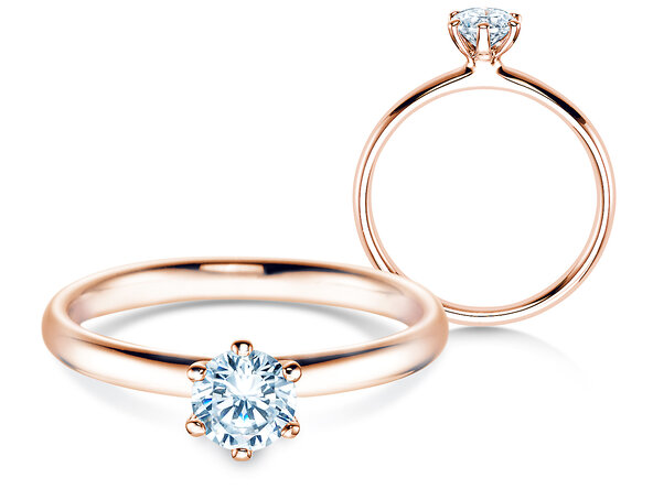 Bague de fiançailles Classic 6 dans 18K or rose avec diamant 0,50ct G/VS