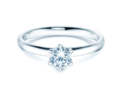 Bague de fiançailles Classic 6 dans 18K or blanc avec diamant 0,50ct H/SI