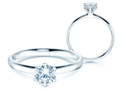 Bague de fiançailles Classic 6 dans 18K or blanc avec diamant 0,60ct H/SI