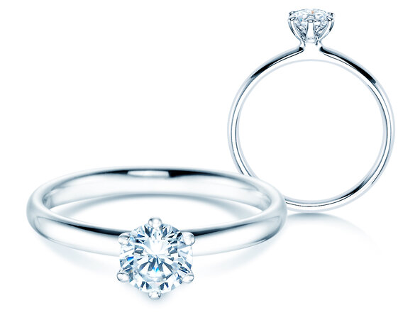 Bague de fiançailles Classic 6 dans 18K or blanc avec diamant 0,60ct H/SI