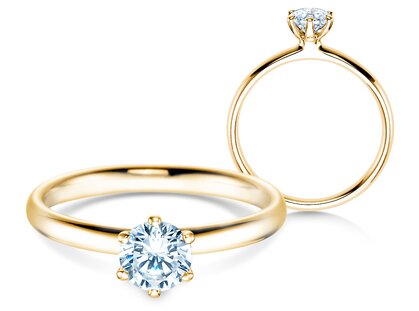 Bague de fiançailles Classic 6 en 9K or jaune avec diamant 0,60ct G/SI