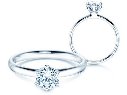Bague de fiançailles Classic 6 dans 18K or blanc avec diamant 0,75ct H/SI