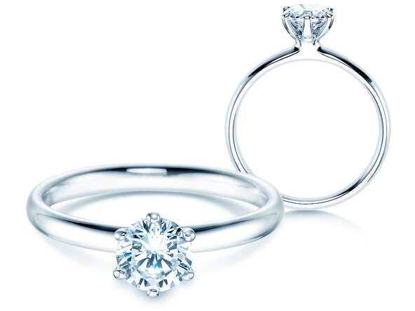 Bague de fiançailles Classic 6 dans 18K or blanc avec diamant 0,75ct H/SI