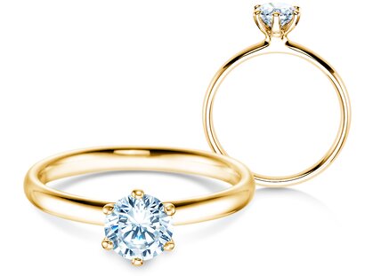 Bague de fiançailles Classic 6 en 9K or jaune avec diamant 0,75ct G/SI