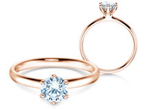 Bague de fiançailles Classic 6 en 9K or rose avec diamant 0,75ct G/SI