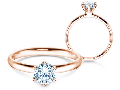 Bague de fiançailles Classic 6 dans 18K or rose avec diamant 0,75ct H/SI
