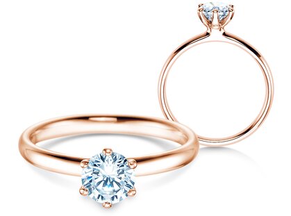 Bague de fiançailles Classic 6 en 9K or rose avec diamant 0,75ct G/SI