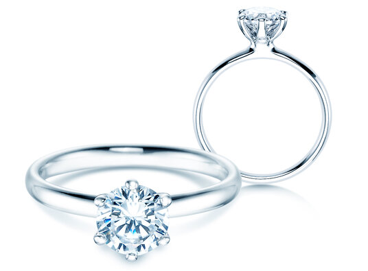 Bague de fiançailles Classic 6 en 9K or blanc avec diamant 1,00ct H/SI