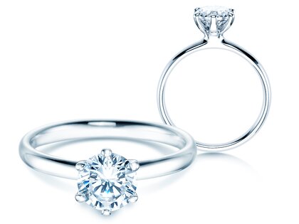 Bague de fiançailles Classic 6 dans 18K or blanc avec diamant 1,00ct H/SI
