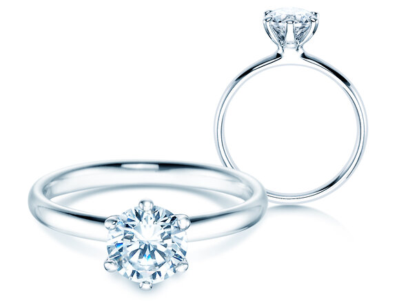 Bague de fiançailles Classic 6 dans 18K or blanc avec diamant 1,00ct H/SI