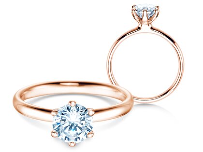 Bague de fiançailles Classic 6 dans 18K or rose avec diamant 1,00ct G/VS